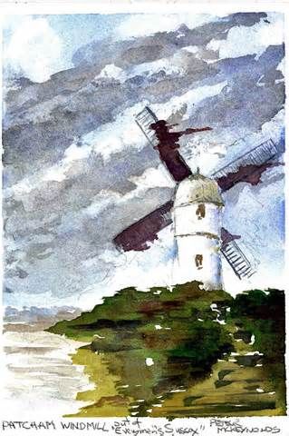 319x480 Windmill Watercolor Painting A R T ~ W I N D M I L L S