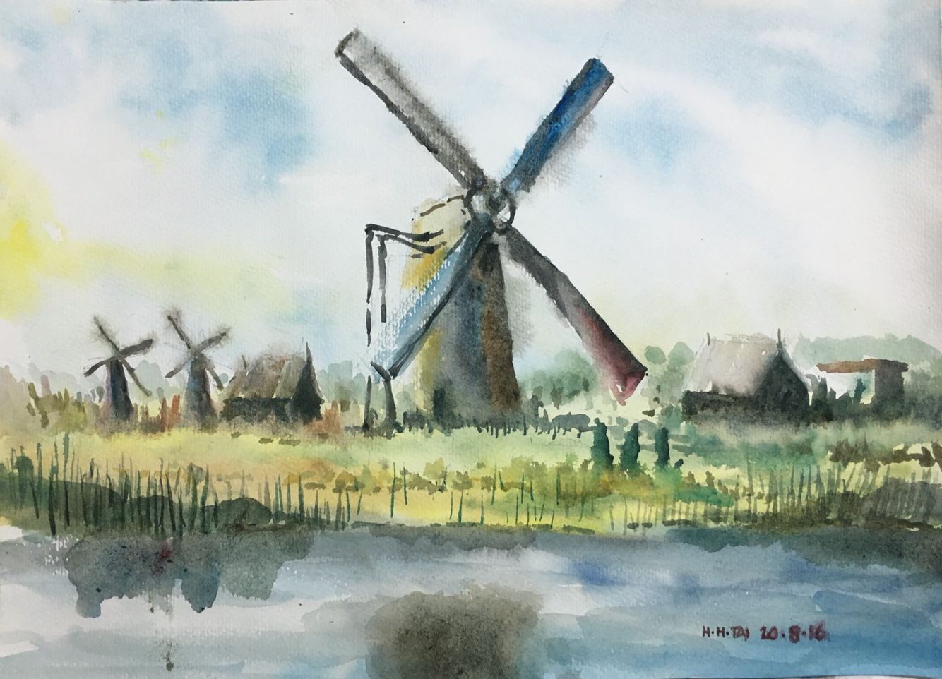 1334x962 Windmill Watercolour By Brian Tai Art Windmill And