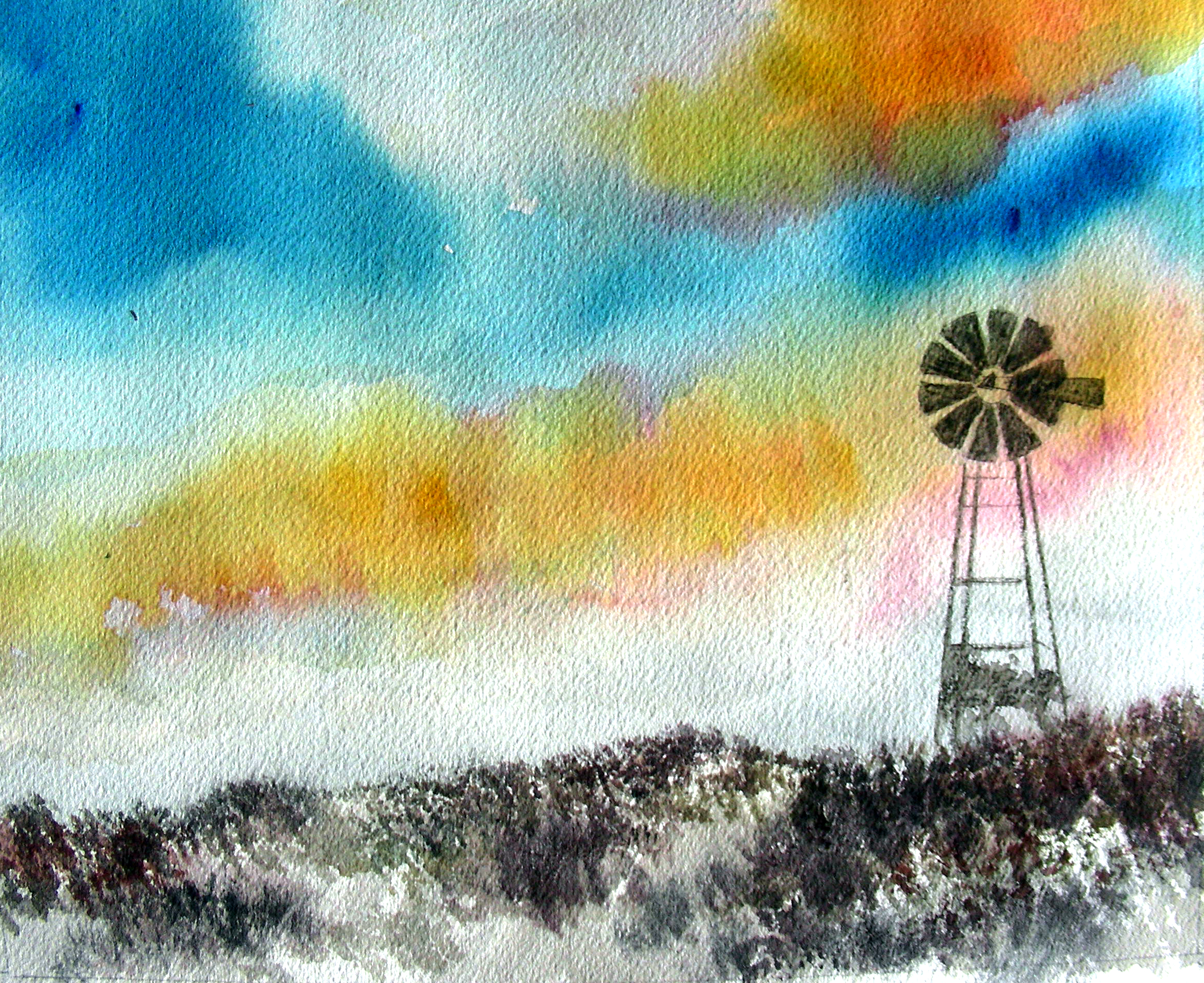 3200x2613 Finished My Third Windmill Watercolor Sketch Recollections 54