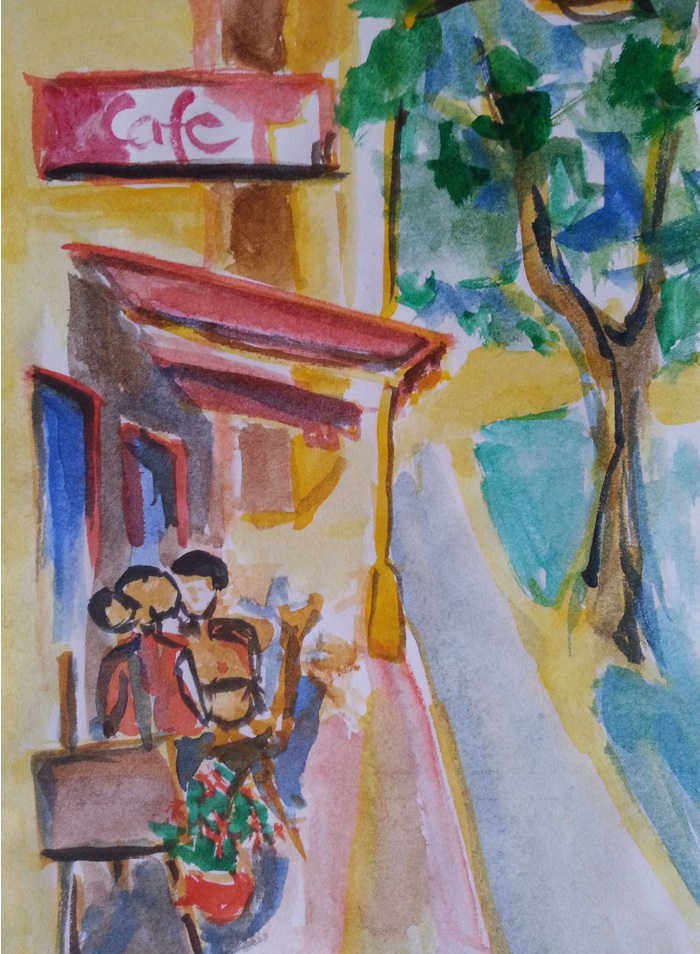 700x954 Watercolor Sketch From My Favorite Wine Bar Na Brehu Rhony