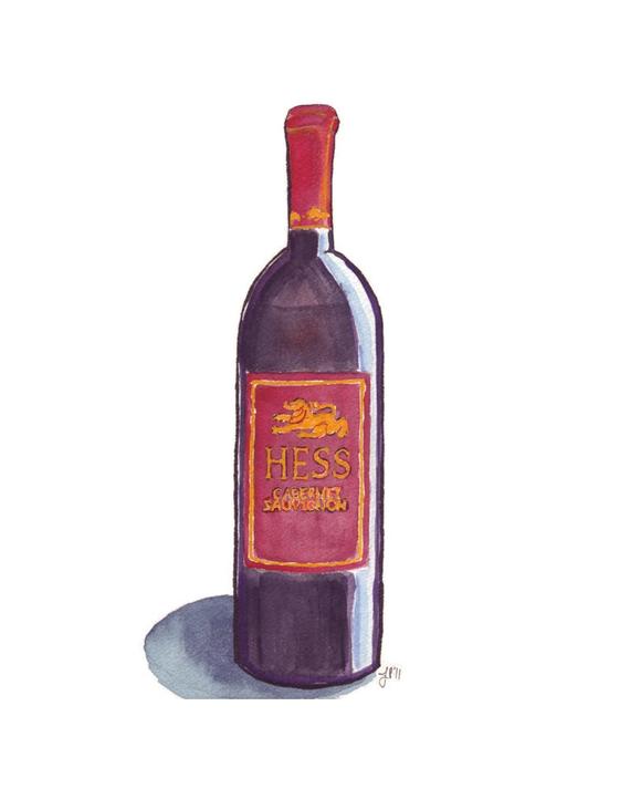 570x713 Watercolor Painting Print Red Wine Bottle Watercolor Art Etsy