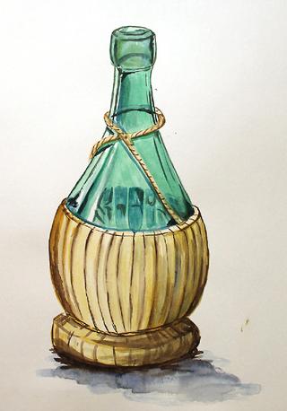 320x458 Wine Bottle, Watercolors By Jasminerosback