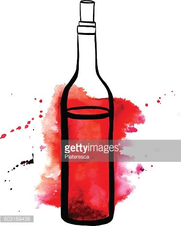 372x465 Vector And Watercolor Drawing Of Red Wine Bottle Premium Clipart