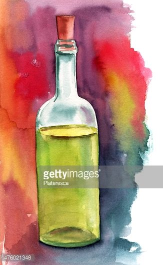 326x529 Watercolor Bottle Of White Wine On Bright Painterly Background