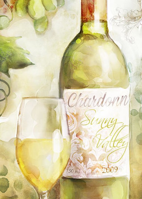 500x700 White Wine Watercolor Greeting Card For Sale By Mauro Devereaux