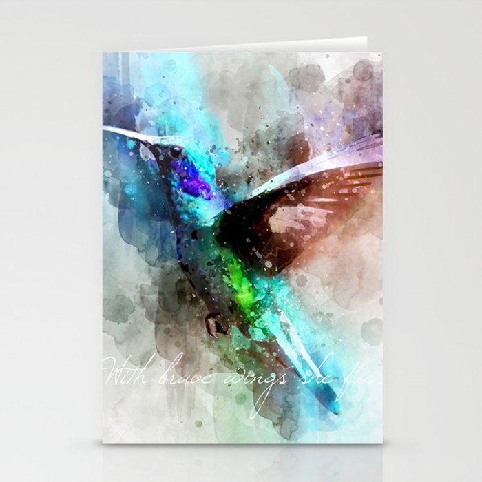 700x700 With Brave Wings She Flies Inspirational Quote Watercolor