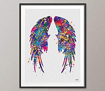 355x307 Wings Watercolor Angel Wings Print Feathers Art Print