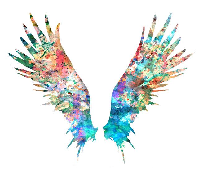 642x570 Angel Wings Art Print, Watercolor Painting, Feather Art, Print
