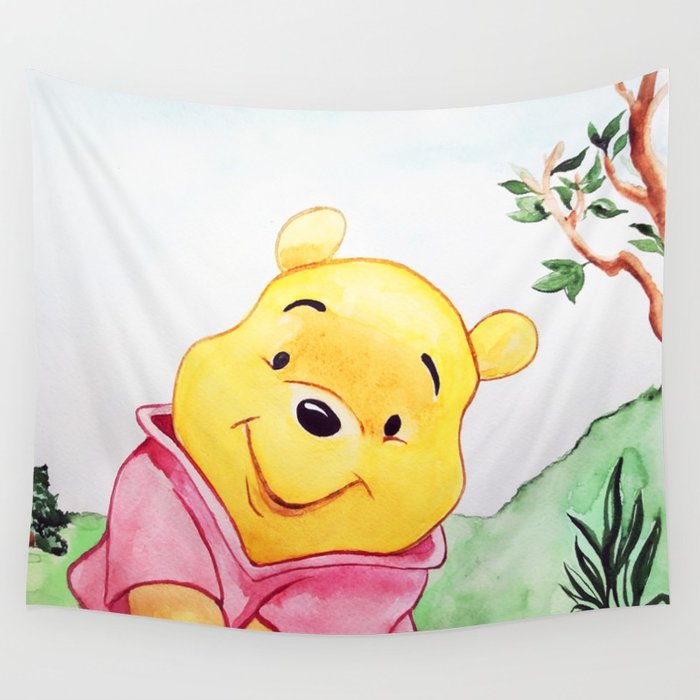 700x700 Winnie The Pooh, Watercolor Wall Tapestry By Lubaost Society6