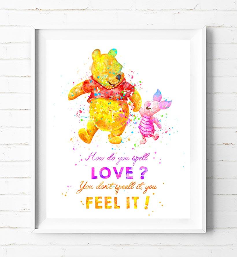 820x891 Winnie The Pooh Art Print Poster Disney Watercolor Painting Wall