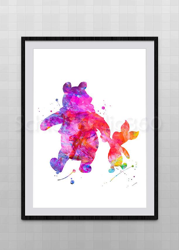 612x857 Winnie The Pooh And Piglet Watercolor Art Print