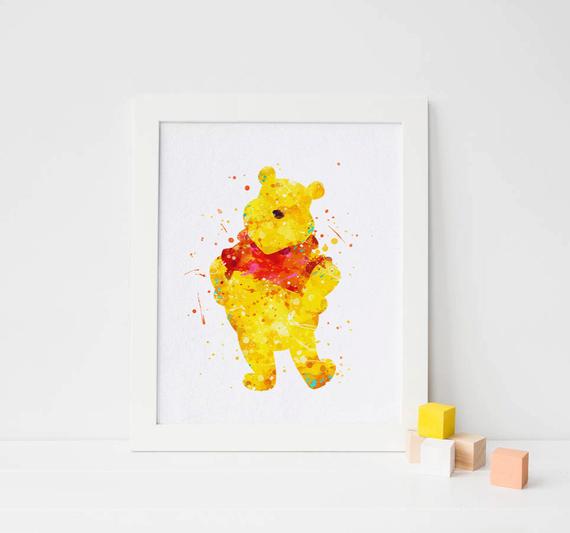 570x533 Winnie The Pooh Print Watercolor Winnie The Pooh Wall Art Etsy