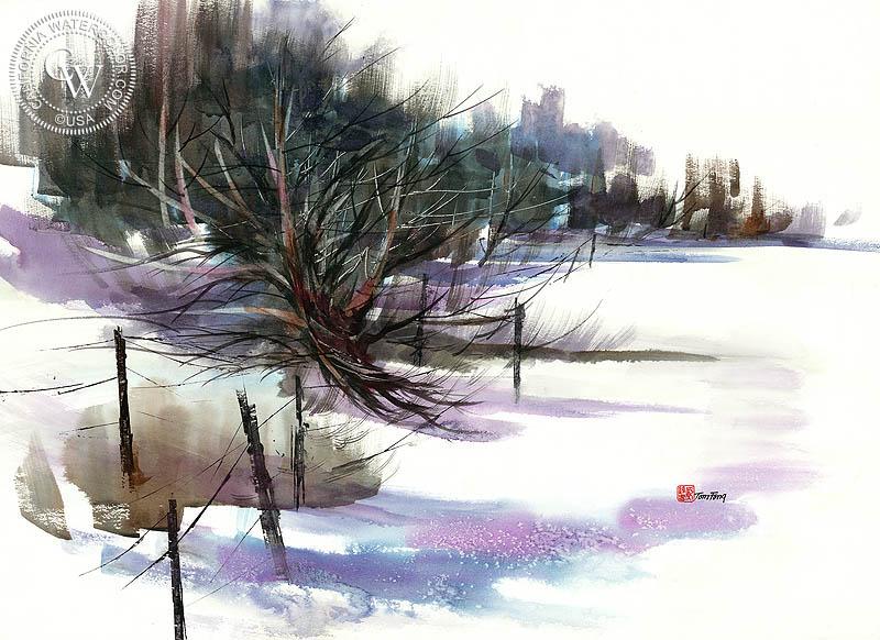 800x582 Winter Landscape, A California Watercolor Painting By Tom Fong