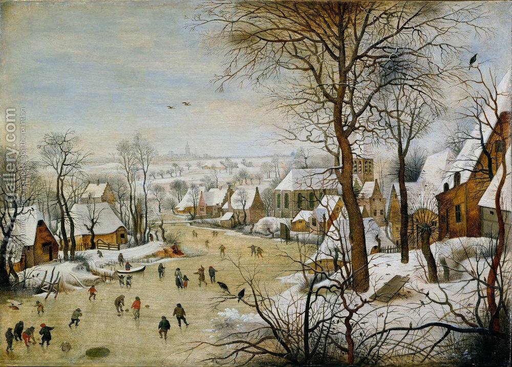 1000x718 Winter Landscape With Skaters And Bird Trap 1565 Pieter The Elder