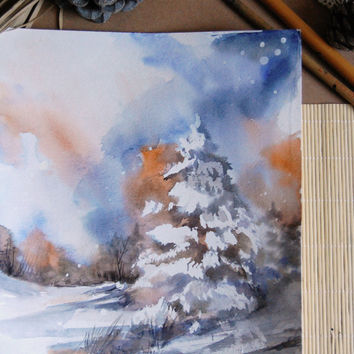 354x354 Best Winter Watercolor Paintings Products On Wanelo