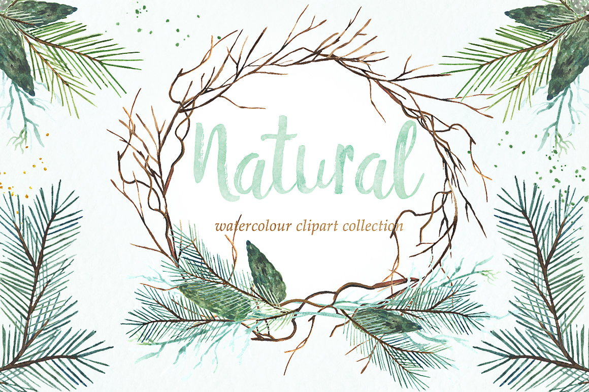 1160x772 Natural Winter. Watercolor Clipart.