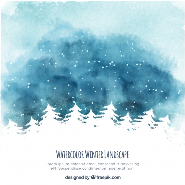626x626 Watercolor Winter Landscape With Trees Vector Free Download