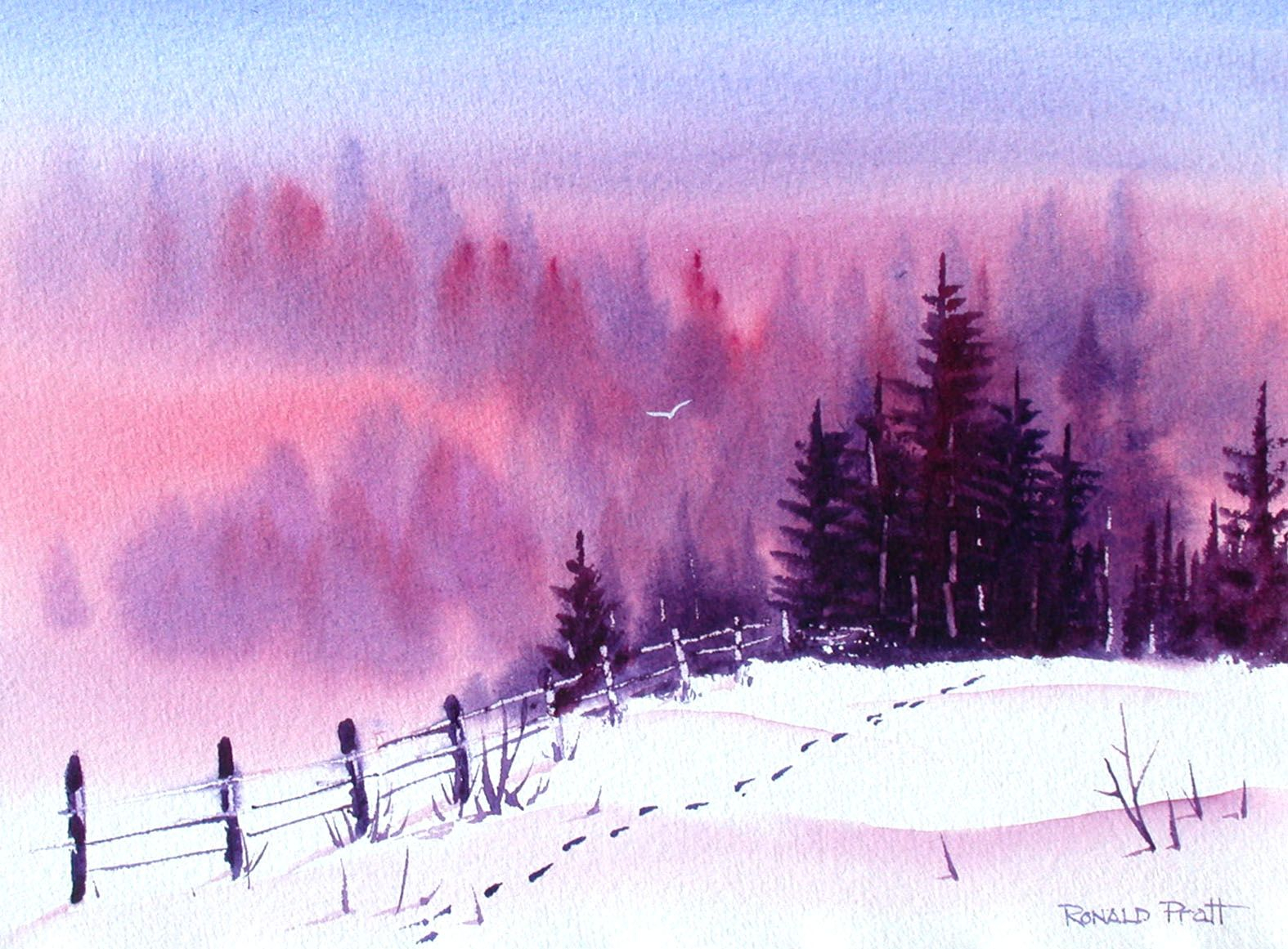 1575x1161 Winter Landscape Watercolor Paintings How To Paint Snow Mountains