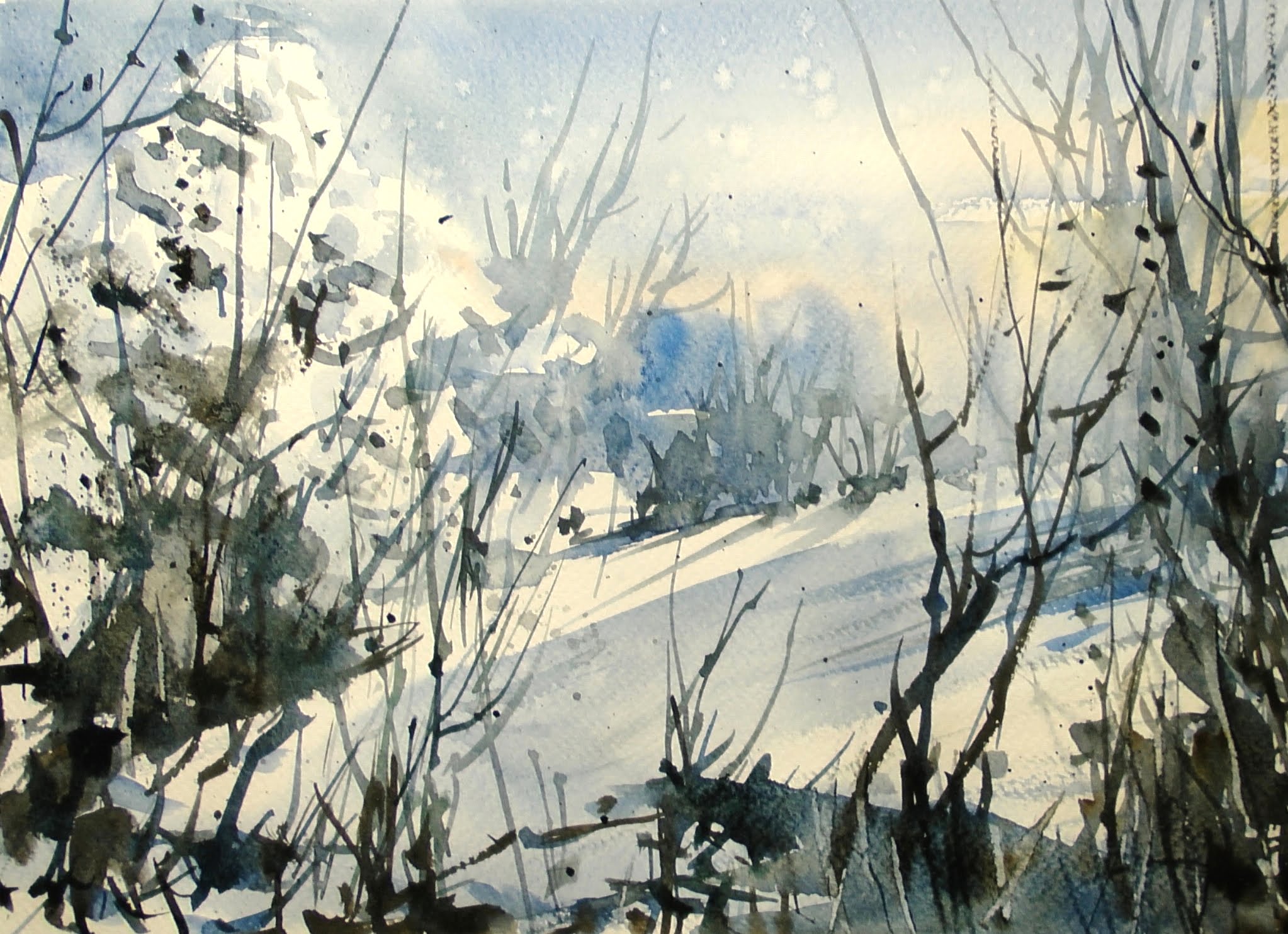 2046x1483 Winter Watercolor 20x Speed Time Lapse