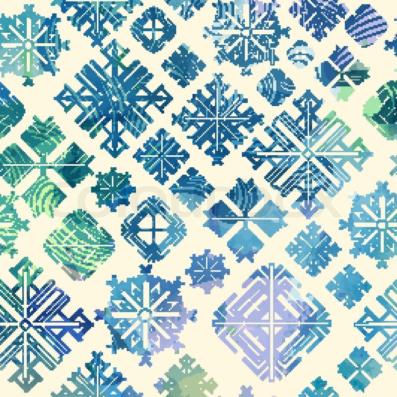 800x800 Seamless Snowflake Winter Watercolor Christmas Background Stock