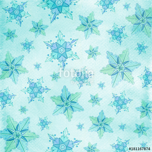 500x500 Snowflakes Background Pattern, Winter And Christmas Watercolor