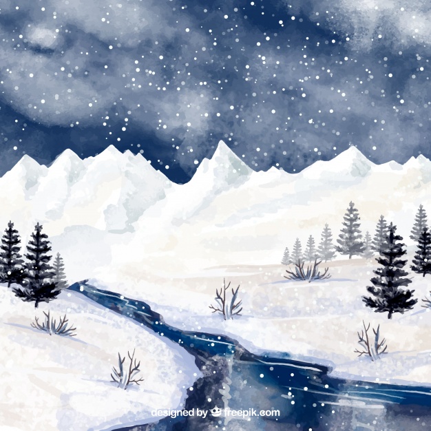 626x626 Watercolor Background With Winter Landscape Vector Free Download