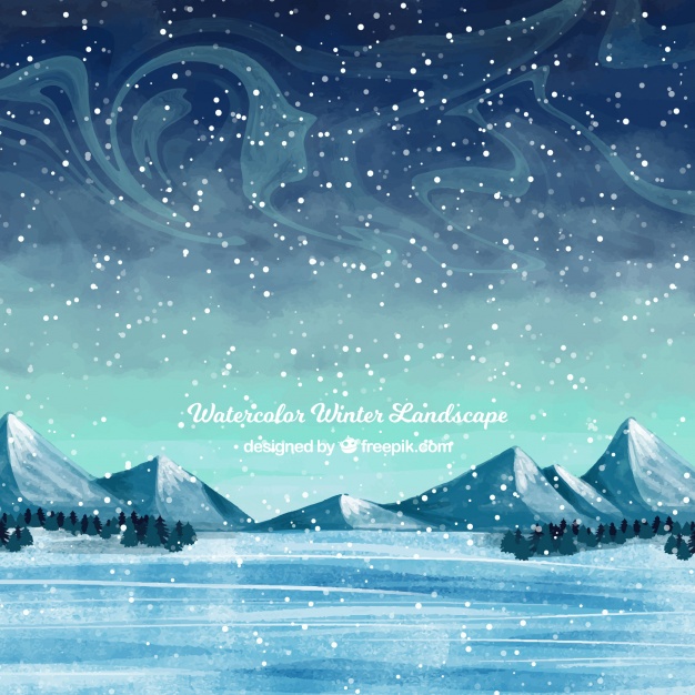 626x626 Watercolor Winter Background Vector Free Download