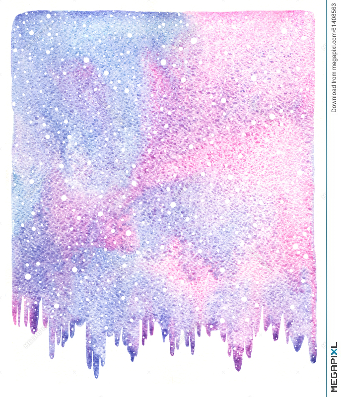 687x800 Winter Watercolor Background With Snow And Icicles Edge