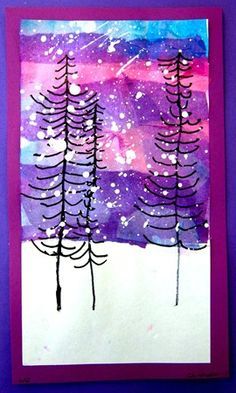 236x393 Kid Art Gallery~ Check Out This Winter Watercolor Landscape Done