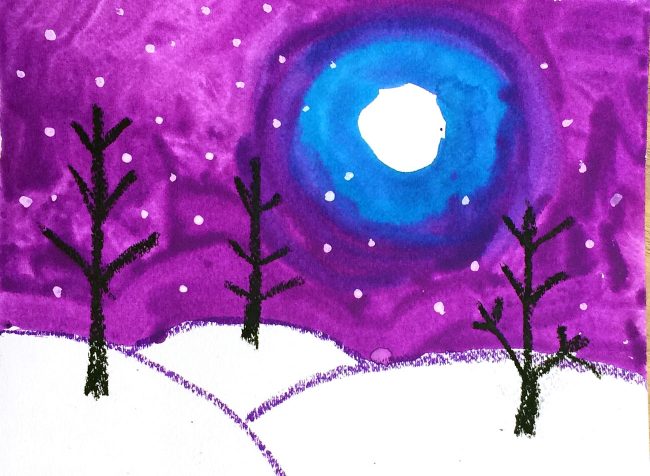650x476 Snowy Winter Landscape Art Projects For Kids