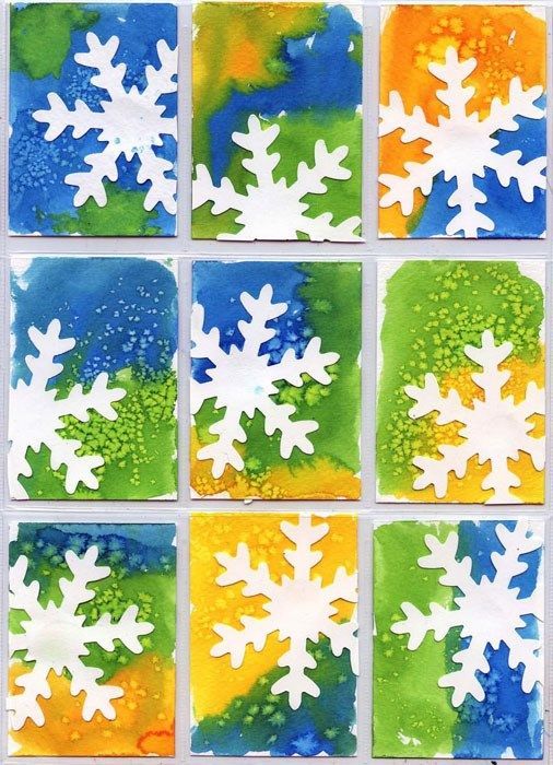 506x700 Beautiful Salt + Watercolor Winter Snowflake Art Project For Kids
