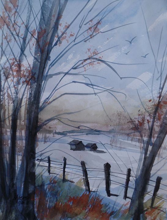 547x720 Michigan Winter, Watercolor Painting