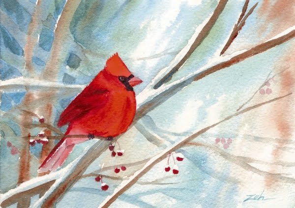 600x423 Zeh Original Art Blog Watercolor And Oil Paintings Cardinal In