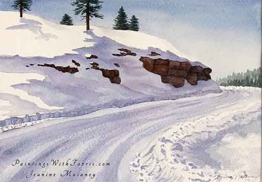 512x356 Along Piedra Road In A Black Frame Original Winter Watercolor