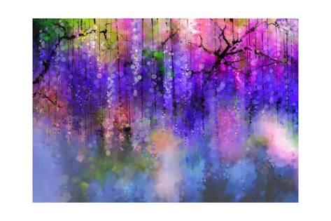 473x315 Spring Purple Flowers Wisteria.watercolor Painting Poster By