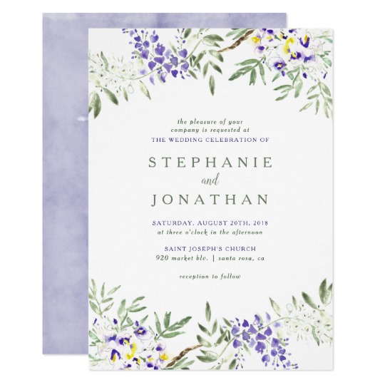 540x540 Watercolor Wisteria Wedding Invitation