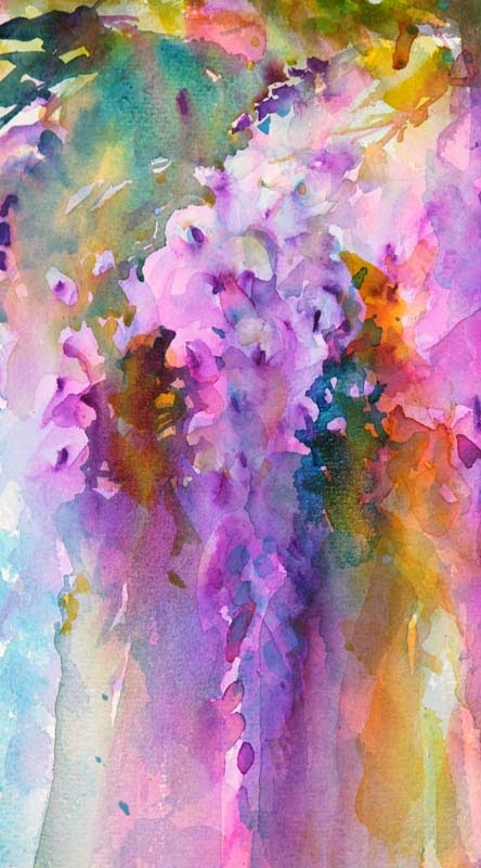 444x800 Watercolours With Life Wistful Wisteria Wisteria In Watercolour