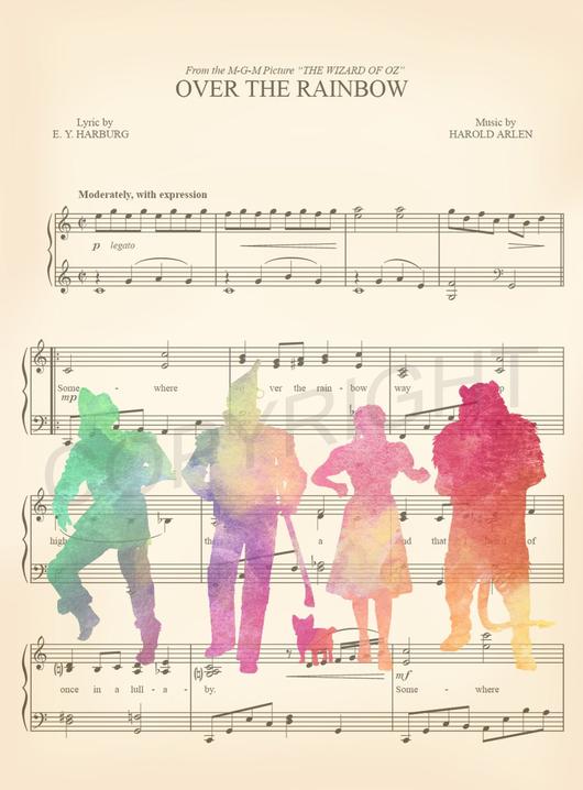 530x718 The Wizard Of Oz Watercolor Sheet Music Art Print Amourprints
