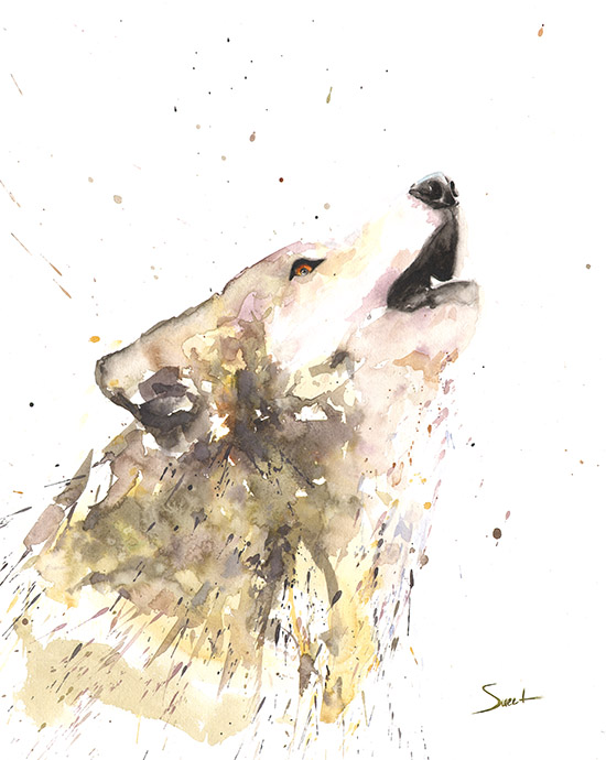 550x690 Wolf Watercolor Print 2 Watercolor Animal Paintings