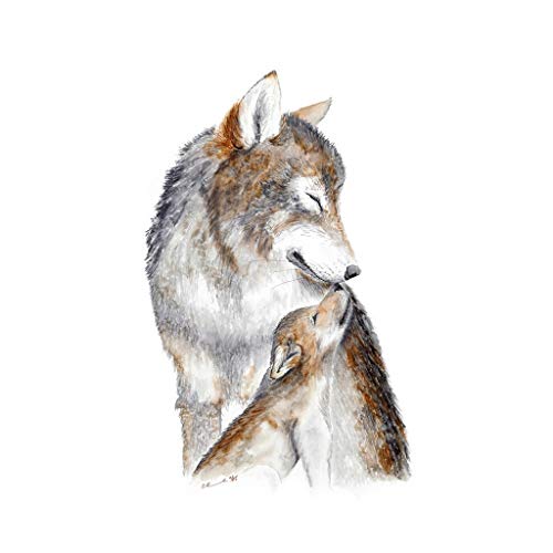 500x500 Hand Painted Mom And Baby Wolf Watercolor Nursery Wall
