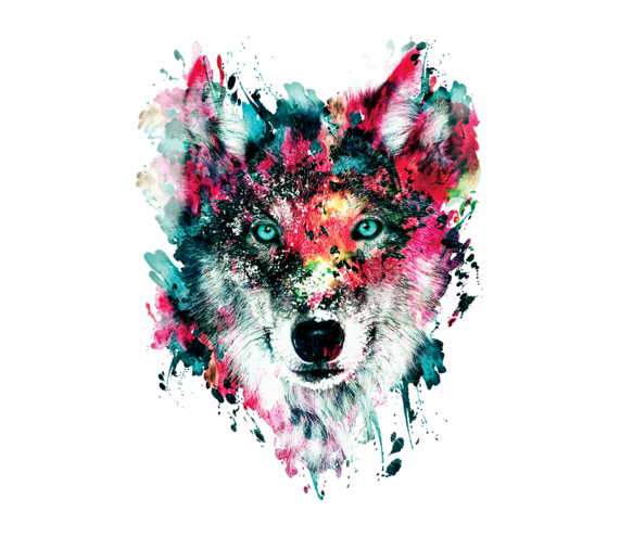 571x495 Watercolor Wolf Teefury