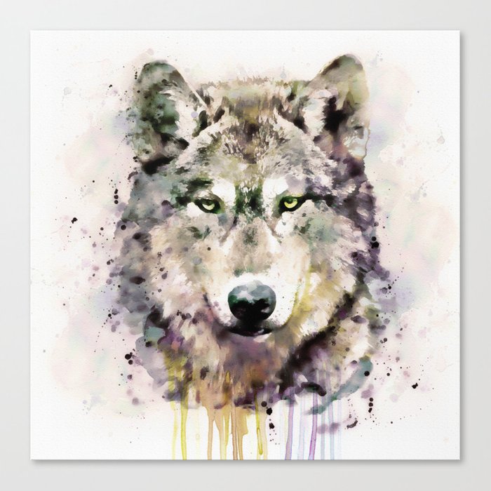 700x700 Wolf Head Watercolor Portrait Canvas Print By Marianvoicu Society6