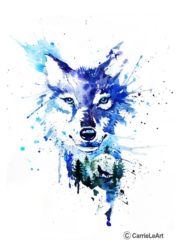 570x806 Wolf Print Wolf Watercolour Print Wolf Art Original Wolf Etsy