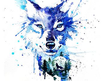 340x270 Wolf Watercolor Painting Print By Slaveika Aladjova, Art, Animal