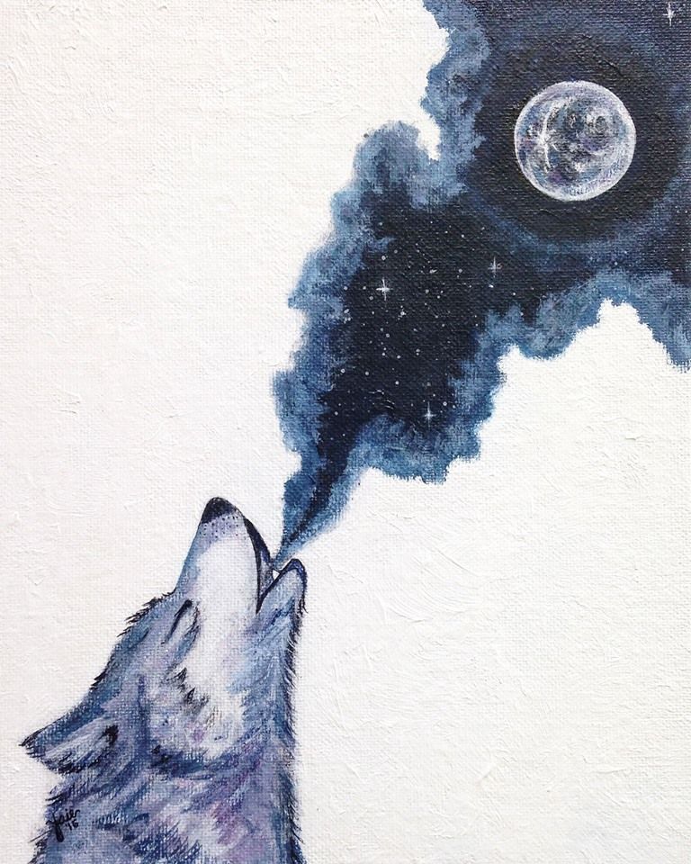 768x960 Calling The Moon 8x10 Acrylic Painting, Art Print, Watercolor
