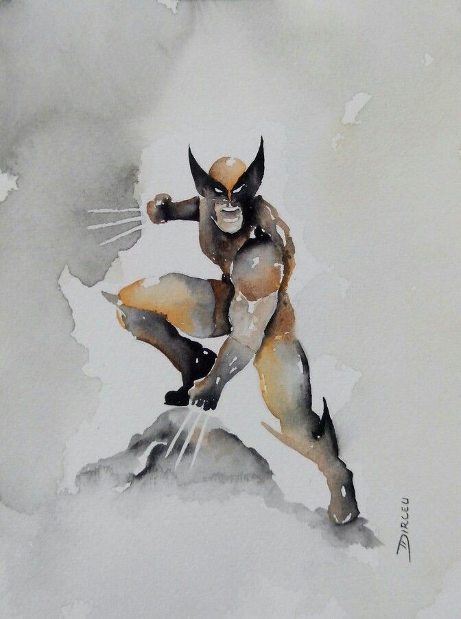 672x901 Wolverine Watercolor My Art
