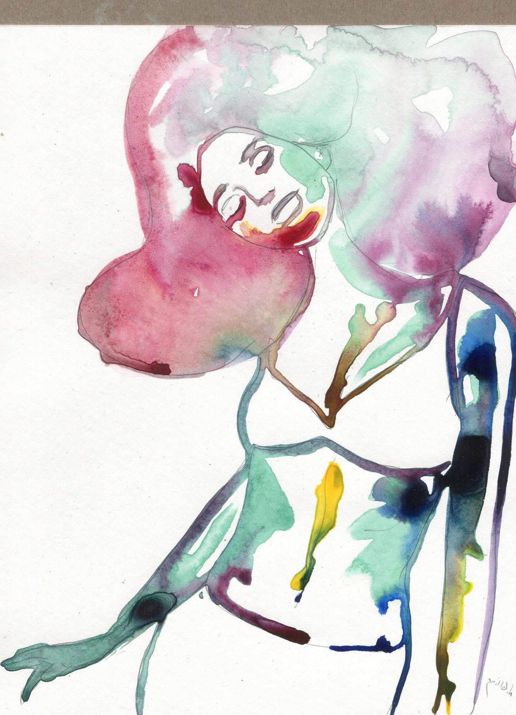 1640x2272 Watercolor And Ink Drawing Artists Woman Flowing Hair Easy