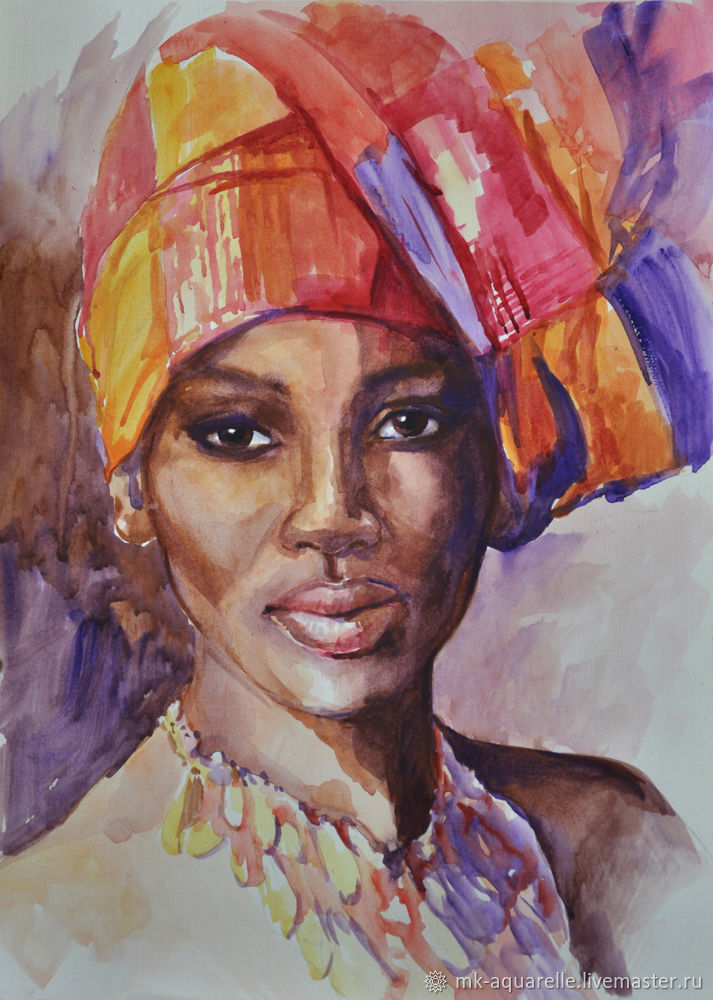 713x1000 Watercolor Painting African Woman Shop Online On Livemaster