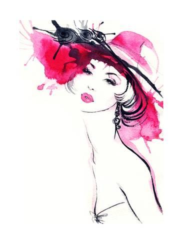 366x488 Woman Portrait .abstract Watercolor .fashion Background Poster By