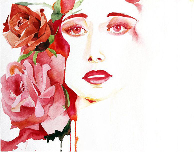630x493 Rose Woman Watercolor Painting Christina